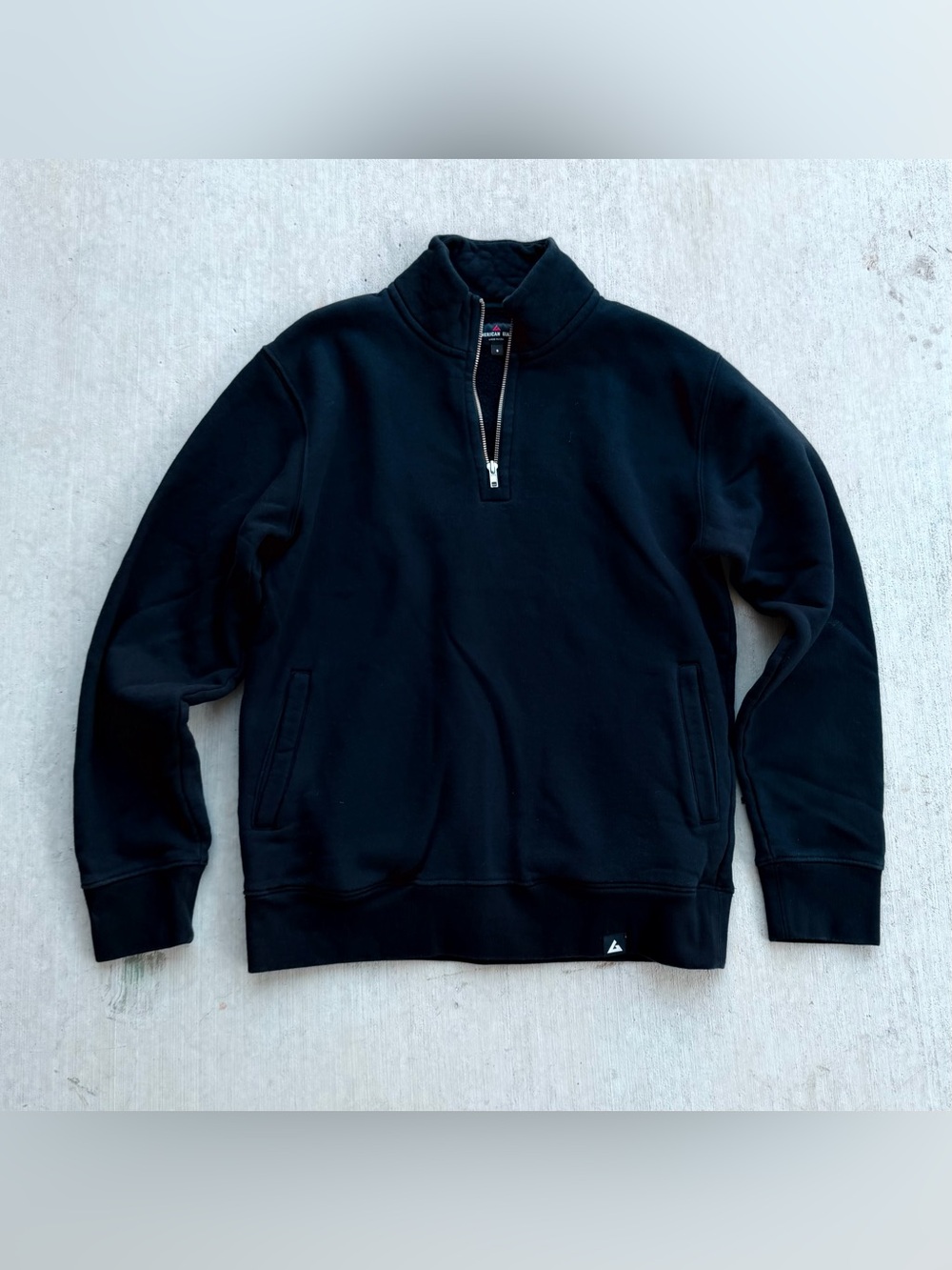 American Giant 1/4 Zip Sweatshirt Men Size Small Black Pullover USA Made
